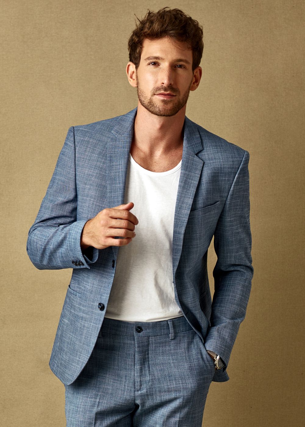 San Francisco prp hair restoration model wearing a blue suit